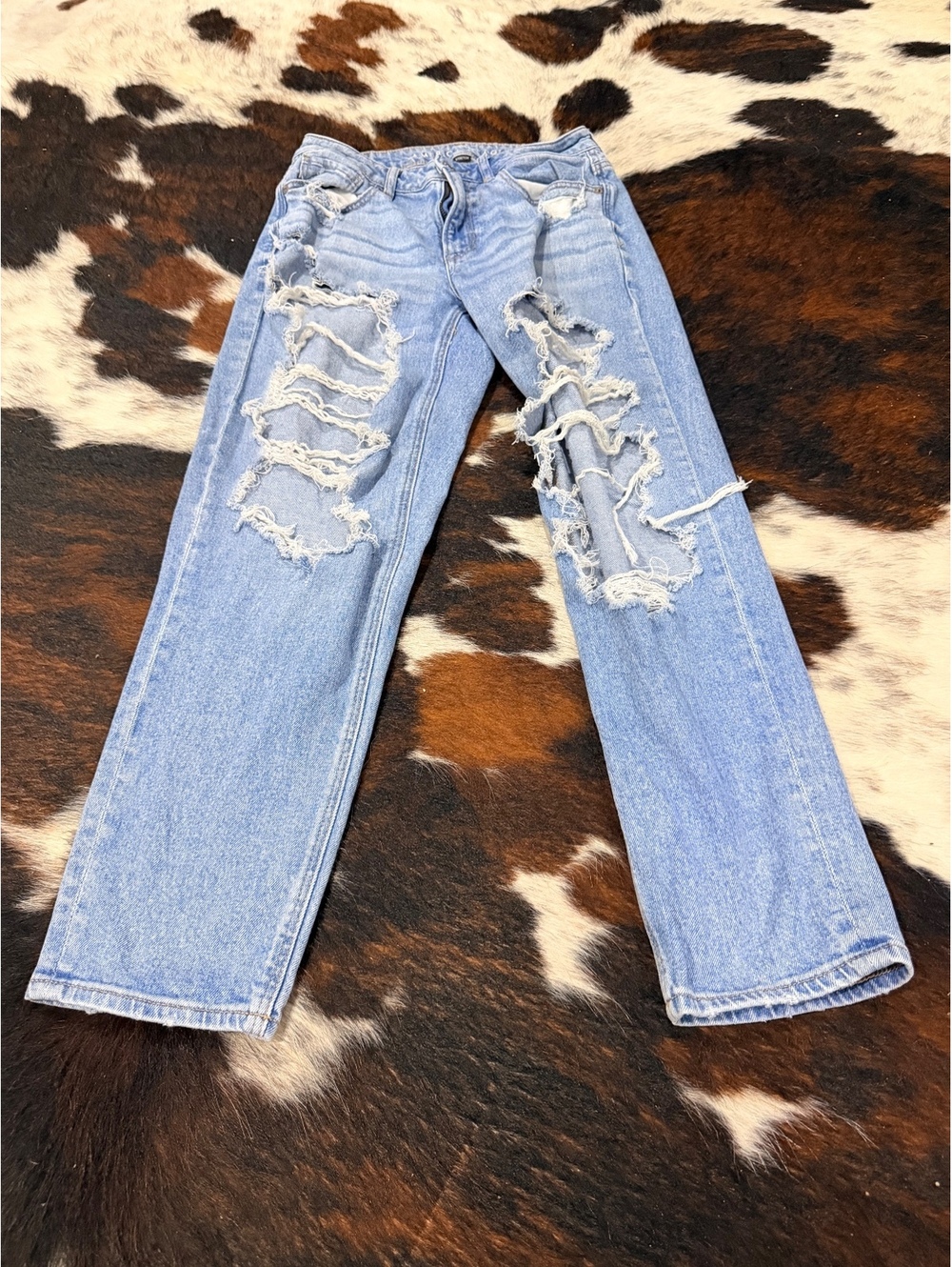 American Eagle Light Blue Distressed Stretch Denim Jeans Size 6 Regular